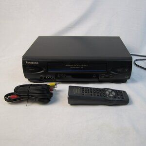 Panasonic Black Blue Line VCR with Remote # PV-V4522-K - Used - Tested-Works